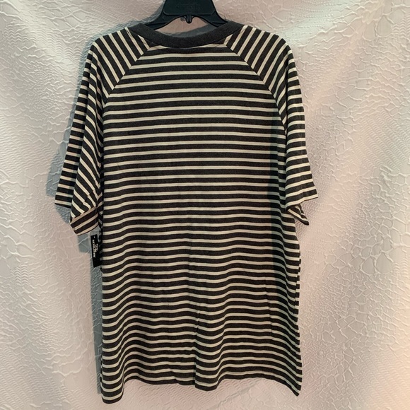 Revolution 2XL Button Gray White Striped T-Shirt - Picture 4 of 5